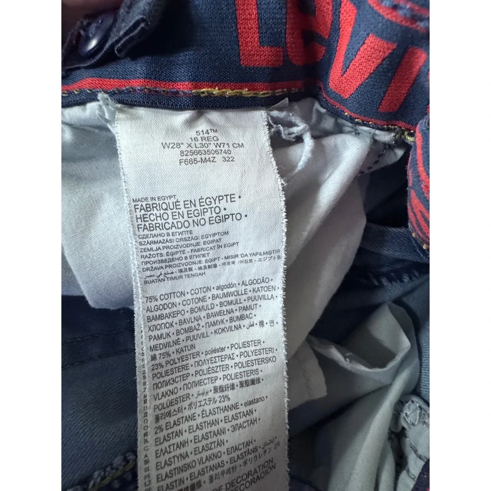 Levi's 514 Straight Fit Jeans Kids Size 16‎ Reg Blue Excellent Light Wash Denim